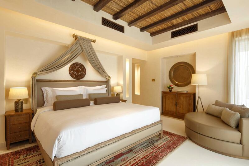 Rooms at Al Wathba have a colour palette in keeping with the desert surrounds