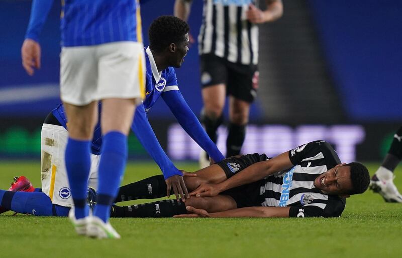 Isaac Hayden - 4: The usually reliably midfielder looks uncomfortable in current team set-up. Weak header wide after 37 minutes was Newcastle’s first effort on target. Very unlucky when an off-balance Bissouma fell onto his leg and was in agony as he was carried off the pitch. Looked a bad one. EPA