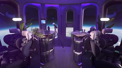 Pods have customisable seating, lighting, soundtracks and in-flight dining. Photo: Space Perspective / Facebook