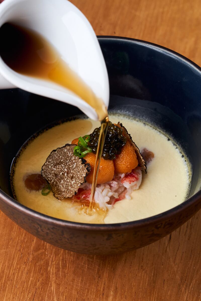 Chawanmushi, a savoury egg custard dish with crab consomme, strips of king crab and caviar. Photo: 99 Sushi Bar & Restaurant
