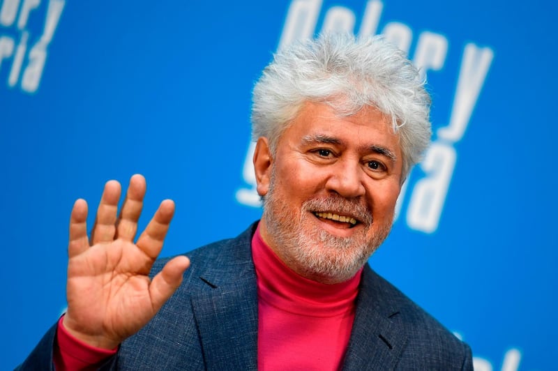 (FILES) In this file photo taken on March 12, 2019, spanish film director Pedro Almodovar poses during the photocall of his film "Dolor y Gloria" (Pain and Glory) in Madrid. The list of the movies competing in this year's Cannes film festival will be announced on April 18, 2019. / AFP / GABRIEL BOUYS
