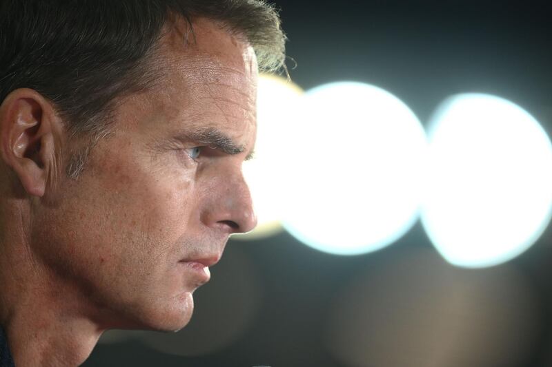 (FILES) In this file photo taken on October 14, 2020 Netherlands' coach Frank De Boer gives an interview prior to the UEFA Nations League Group A1 football match between Italy and the Netherlands at the Atleti Azzurri d'Italia Stadium in Bergamo. Spain will face the Netherlands in a friendly football match on November 11, 2020.   / AFP / Marco BERTORELLO
