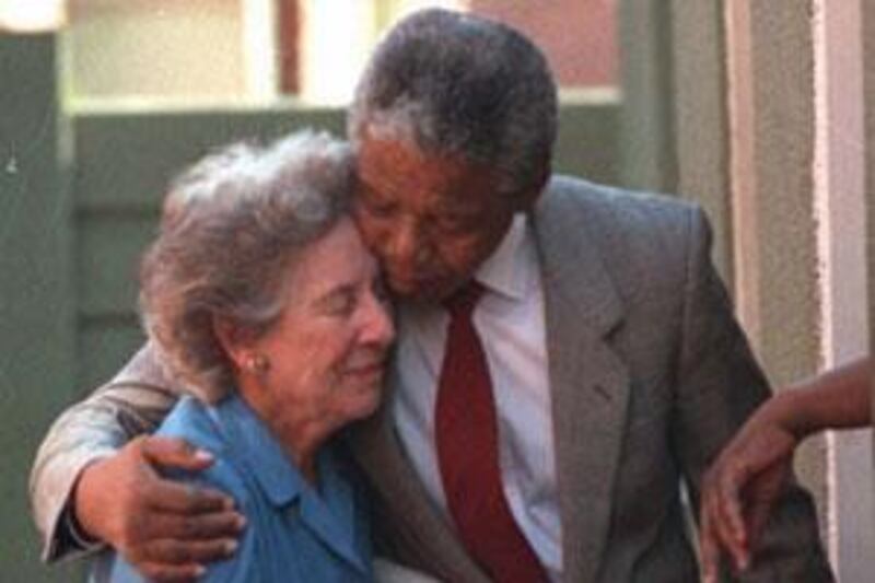Helen Suzman with Nelson Mandela following his release from prison in 1990.