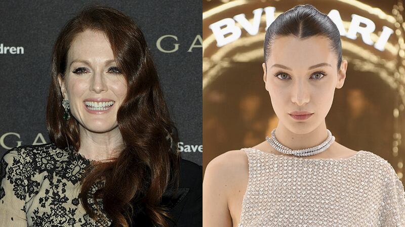 Actress Julianne Moore and model Bella Hadid. Daniele Venturelli / WireImage / Getty Images; Venturelli / Getty Images for BVLGARI