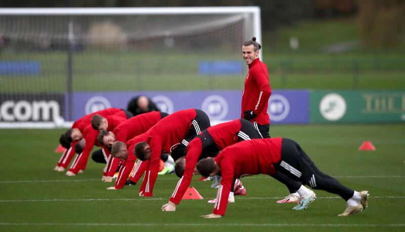 Gareth Bale during a Wales training session at The Vale Resort, Pontyclun. PA
