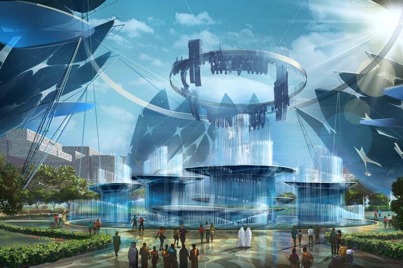 An artist rendering for the Al Wasl Plaza inside the Dubai Expo 2020 venue. Courtesy HOK and Arup