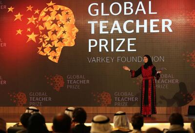 Palestinian primary school teacher Hanan Al Hroub had the backing of the Pope for her Global Teacher win. AP    