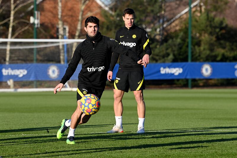 Christian Pulisic at Chelsea training.