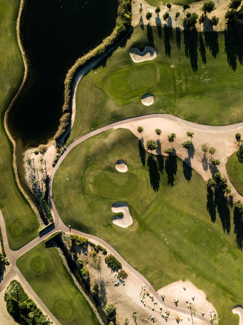 An aerial view of a golf course in Dubai. Photo: Moadh Bukhash