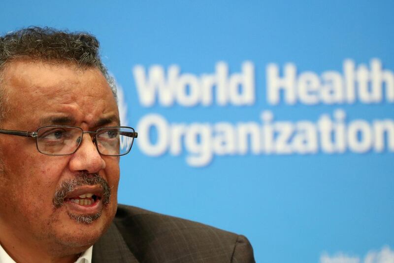 FILE PHOTO: Director-General of the World Health Organization (WHO) Tedros Adhanom Ghebreyesus speaks during a news conference in Geneva, Switzerland January 30, 2020. REUTERS/Denis Balibouse/File Photo