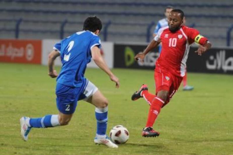(right) Ismail Matar of the UAE in a FRIENDLY GAME 
U A E VS UZBAISTAN AT AL NASR CLUB 29-01-2012
AFSAL SHAM/AL ITTIHAD 