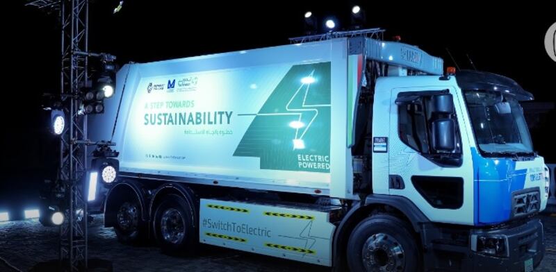 Tadweer has teamed up with Renault Trucks Middle East and Al Masaood Group to launch an all-electric waste collection lorry. Photo: Tadweer