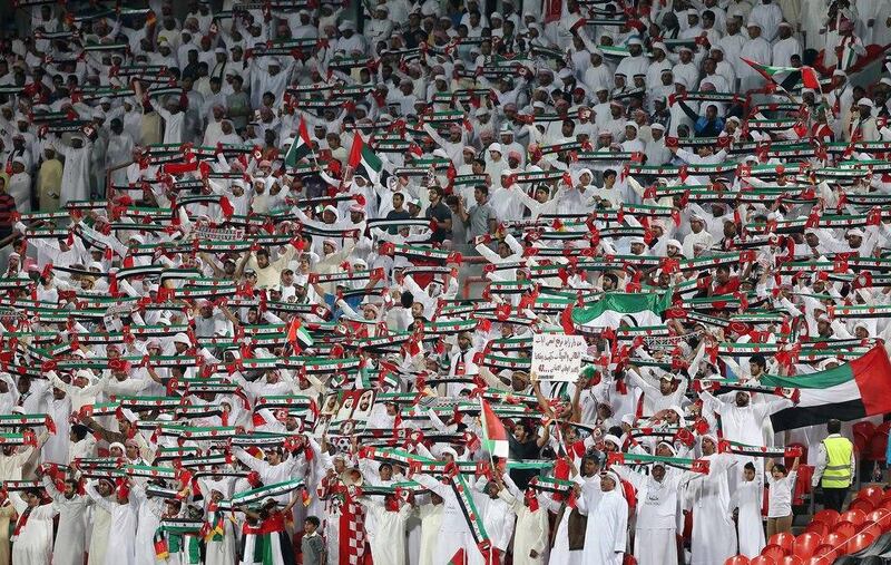 UAE fans attend an Asian Cup qualifying match against Vietnam in Abu Dhabi in November 2013. Pawan Singh / The National / November 19, 2013