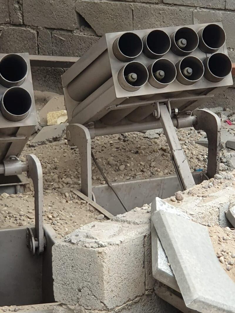 Katyusha rocket launchers found by the Iraqi Army, are seen in Umm al-Izam. REUTERS