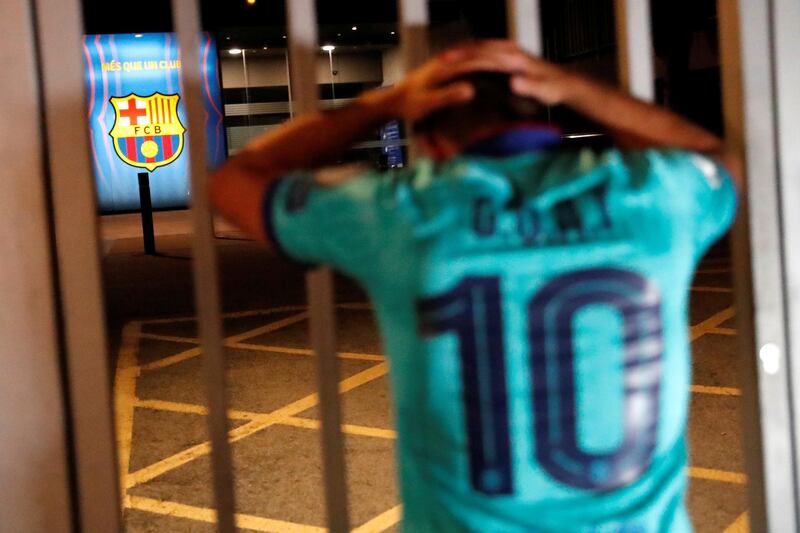 Barcelona fans gathered outside the Camp Nou. Reuters