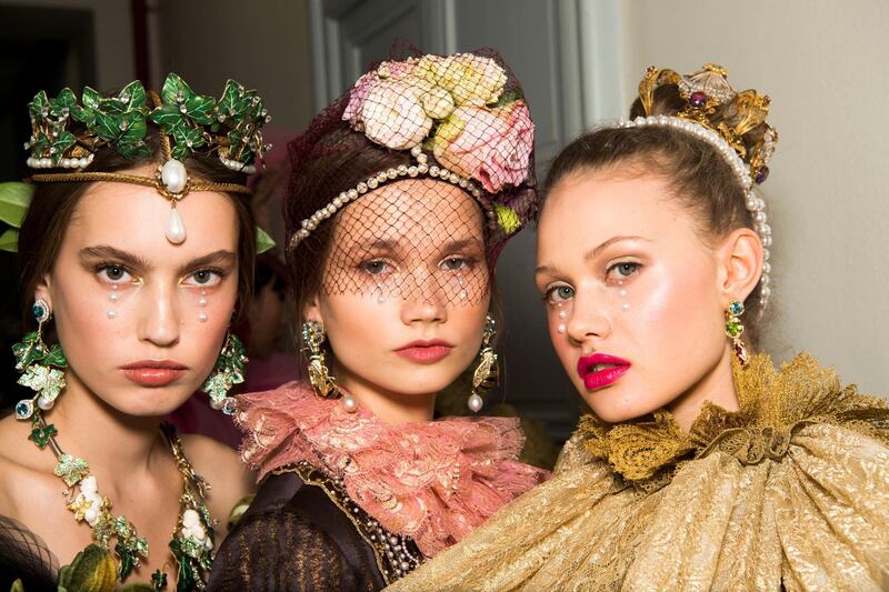 Models backstage at Dolce & Gabbana's Alta Moda and Alta Sartoria show in Milan. Courtesy Dolce & Gabbana