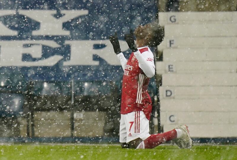 Right midfield: Bukayo Saka (Arsenal) – Arsenal’s player of the season scored perhaps their goal of the season with a terrific team move. Saka’s was another brilliant individual display. Reuters