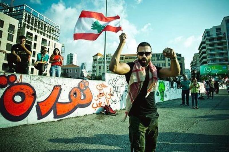Actor Wissam Hanna wrote "the new Lebanon, the free Lebanon, the revolutionary Lebanon". Credit: Wissam Hanna
