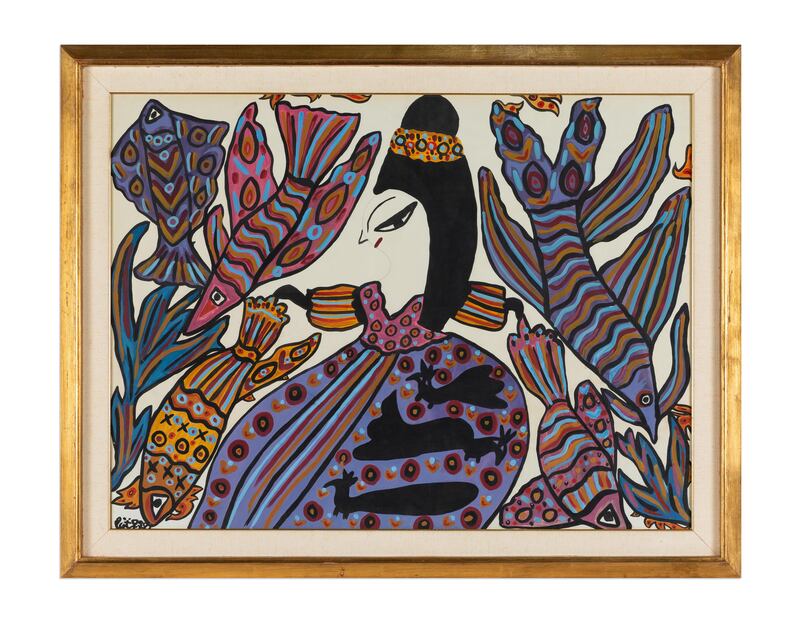 A work by renowned Algerian artist Baya from the private collection of Sheikh Mohammed
