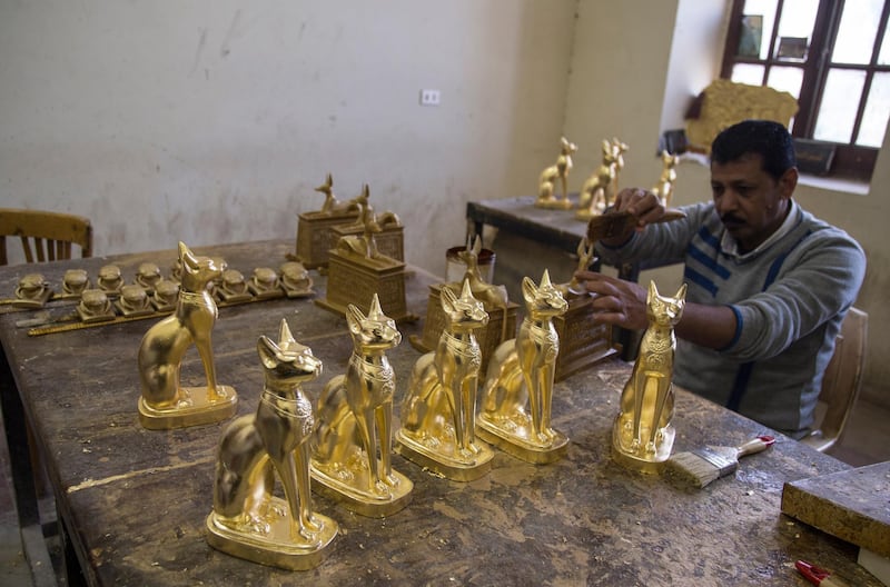 An artist works at the Replica Production Unit located at Salah Al Din Citadel in Cairo, Egypt.  EPA