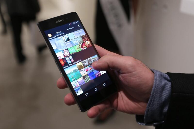 The Sony Xperia Z2, priced at Dh2,649, will be available in April. Pawan Singh / The National