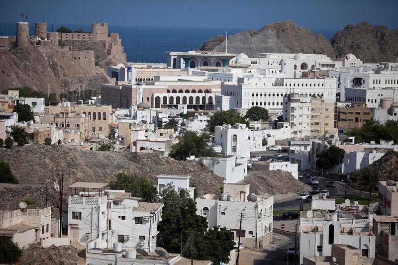 Backed by the historic Al Mirani Fort, buildings in the old downtown Muscat, the capital of the Sultanate of Oman, bathe in the heat of the mid-day sun on Wednesday, Oct. 12, 2011. (Silvia Razgova/The National)

