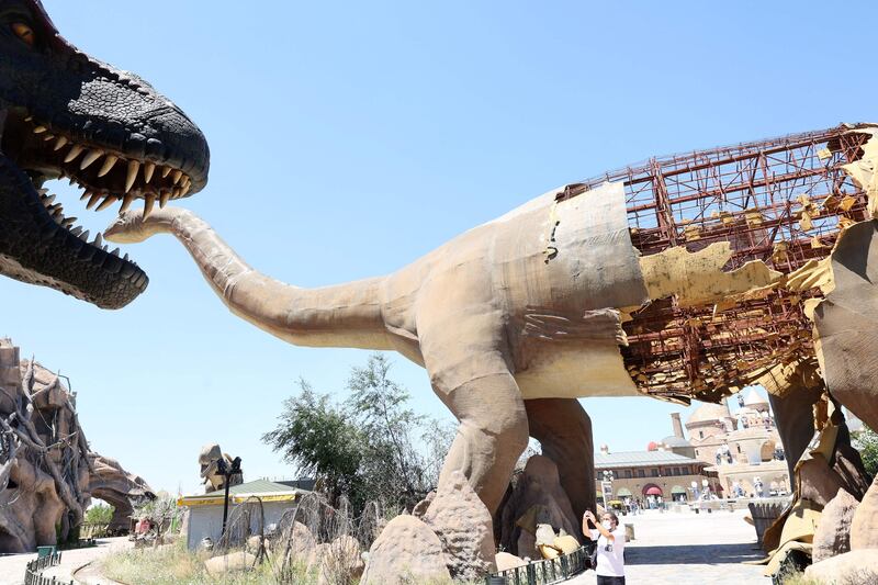 Crumbling model dinosaurs at the abandoned Wonderland Eurasia theme park near the Turkish capital of Ankara. AFP