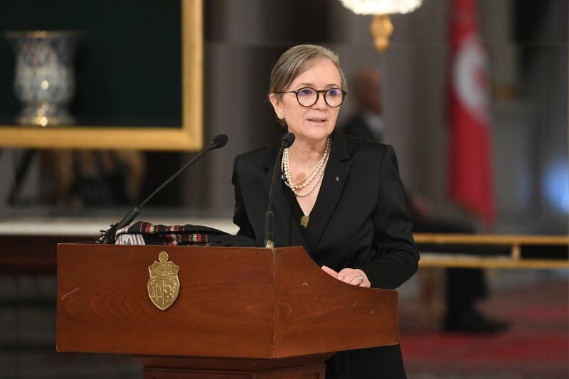 The Tunisian Prime Minister announced her new Cabinet, which features a record number of women. Photo: Tunisian Presidency via AP