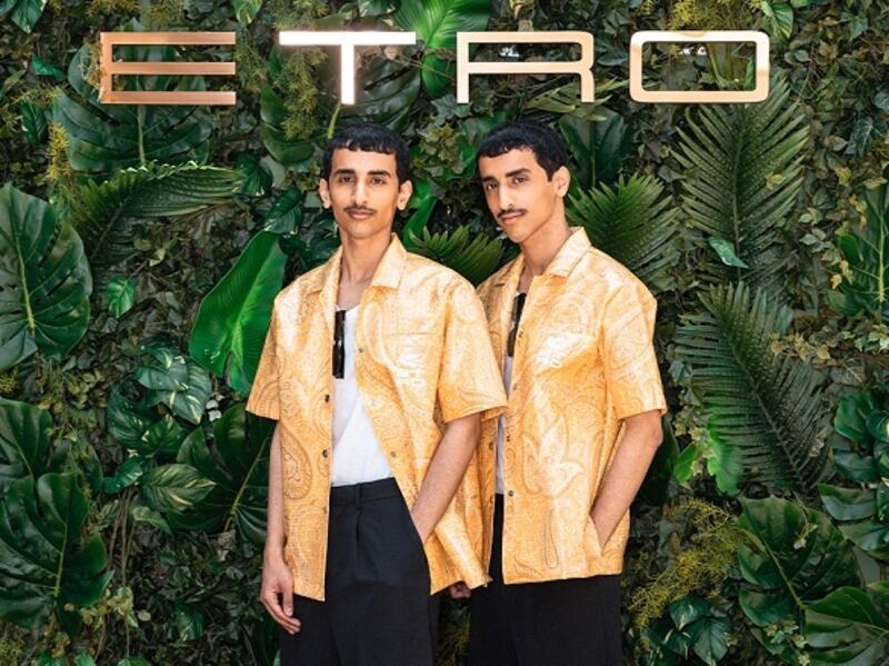 The Hadban Twins arrive at the Etro spring/summer 2023 menswear show in Milan in June. Photo: Etro