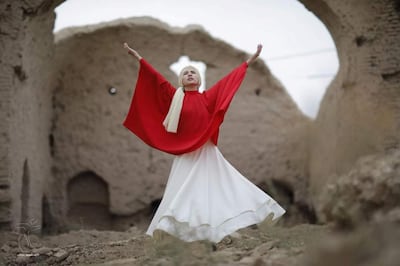 Fahima Mirzaie, 24, dances in the ruins believed to be Rumi's birthplace. Courtesy Fahima Mirzaie