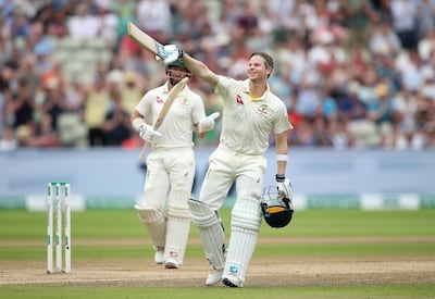 Australia's Steve Smith celebrates reaching his century during day four of the Ashes Test match at Edgbaston, Birmingham. PRESS ASSOCIATION Photo. Picture date: Sunday August 4, 2019. See PA story CRICKET England. Photo credit should read: Nick Potts/PA Wire. RESTRICTIONS: Editorial use only. No commercial use without prior written consent of the ECB. Still image use only. No moving images to emulate broadcast. No removing or obscuring of sponsor logos.