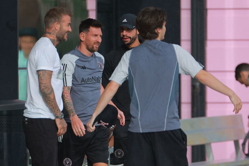 Co-owner of Inter Miami David Beckham, left, and Lionel Messi. AFP