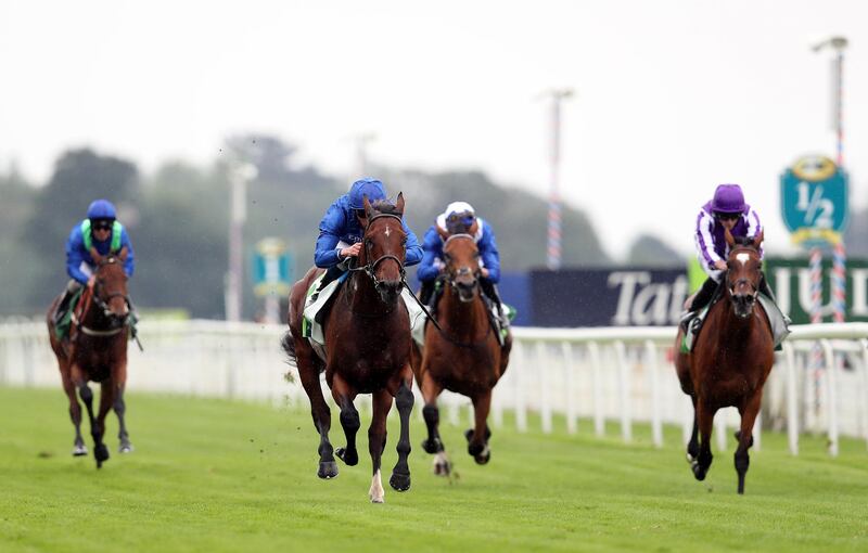 Ghaiyyath ridden by jockey William Buick wins the Juddmonte International Stakes (British Champions Series) during day one of the Yorkshire Ebor Festival at York Racecourse in York, England. Getty Images