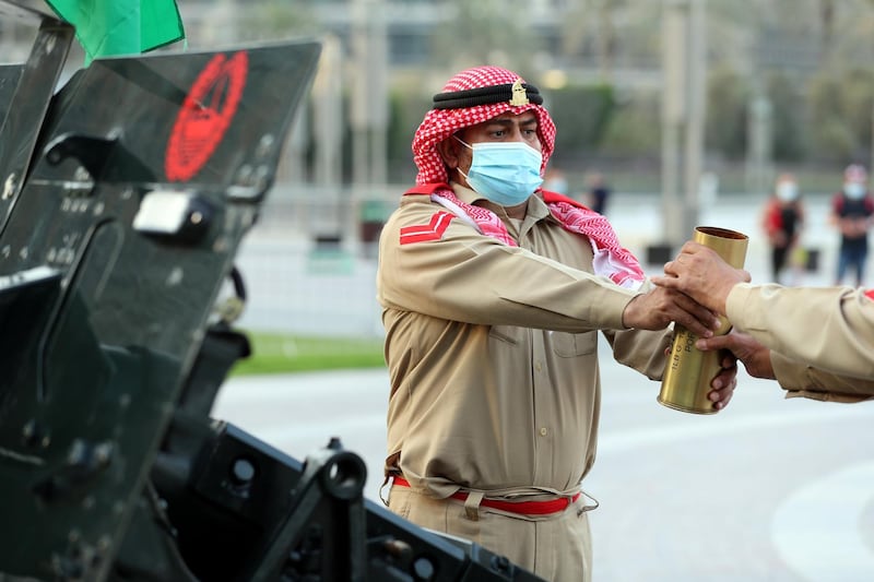 Dubai, United Arab Emirates - Reporter: N/A. News. Canon firing at the Burj Khalifa on the first day of Ramadan to break the fast. Tuesday, April 13th, 2021. Dubai. Chris Whiteoak / The National