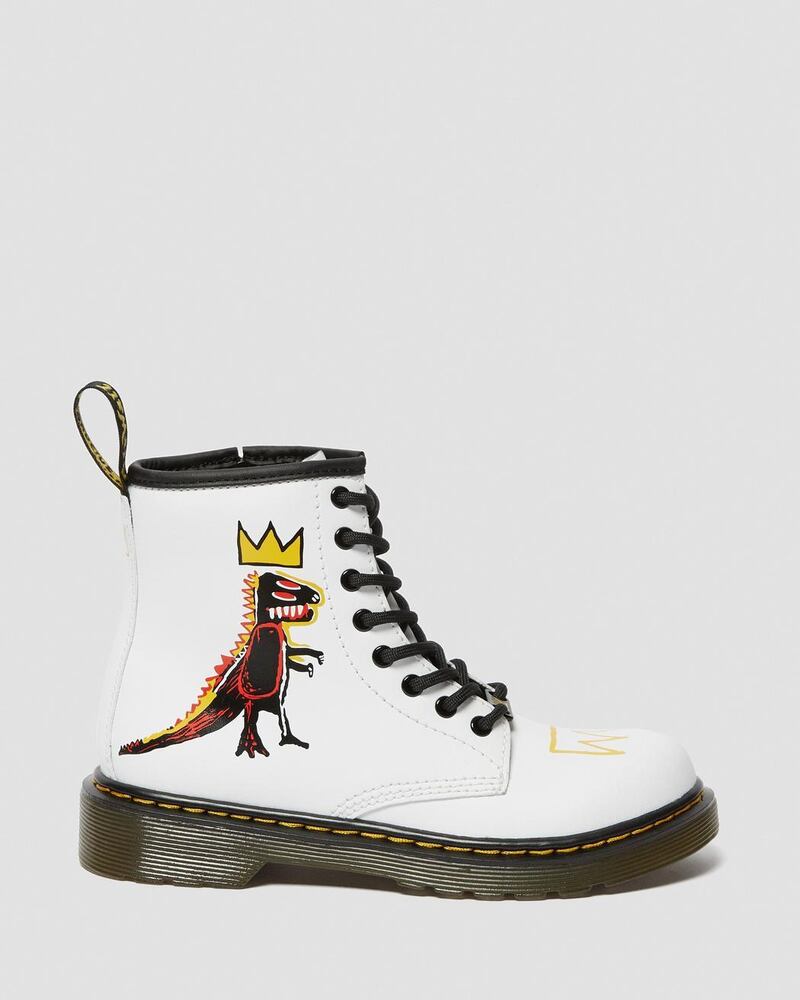 Dr Martens Kids Basquiat 1460 featuring Basquiat's painting 'Pez Dispenser'