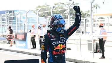Red Bull's Max Verstappen after securing pole position for the 2024 Miami Formula One Grand Prix. AFP