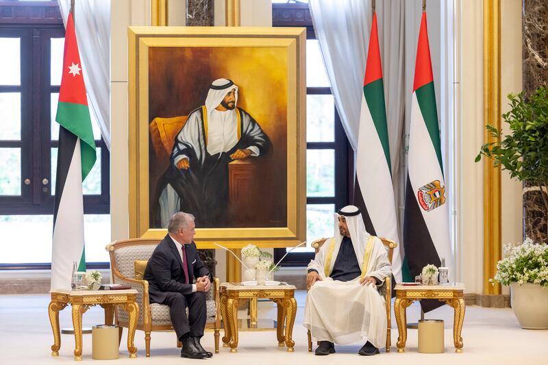 Sheikh Mohamed has said the UAE and Jordan are committed to strengthening regional co-operation. Ryan Carter / UAE Presidential Court
