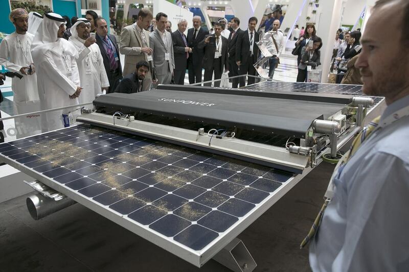 About 1,000 solar power jobs will be created in the UAE over the next two years. Above, a Sunpower robot. Silvia Razgova / The National