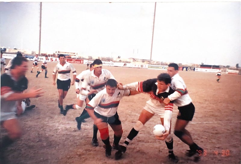 The early representative matches of the Arabian Gulf rugby team were played on the sand at the old Dubai Exiles ground in Al Awir. Photo: Andy Cole