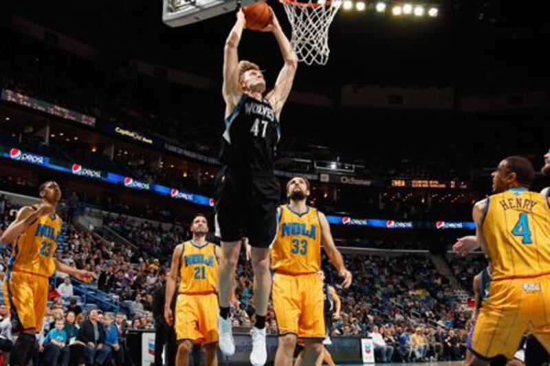 Minnesota's Andrei Kirilenko dunks the ball against New Orleans.