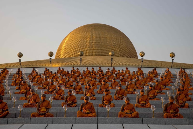 Buddhist monks attend Makha Bucha celebrations at Wat Dhammakaya, north of Bangkok. AFP