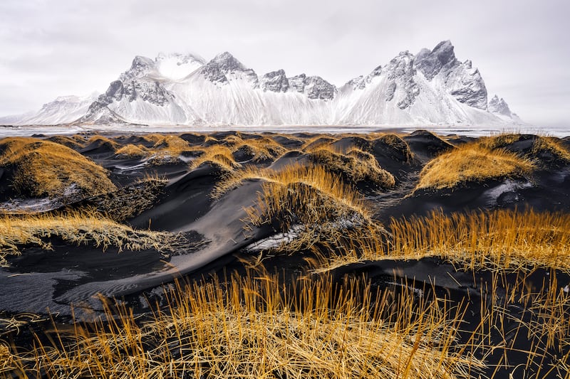 Gold award winner in the Planet Earth's Landscapes and Environments category: Beach and Vestrahorn mountain in Iceland, taken by Ivan Pedretti