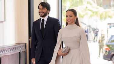 Princess Iman wore an outfit by Ashi Studio, from Saudi founder Mohammed Ashi. EPA