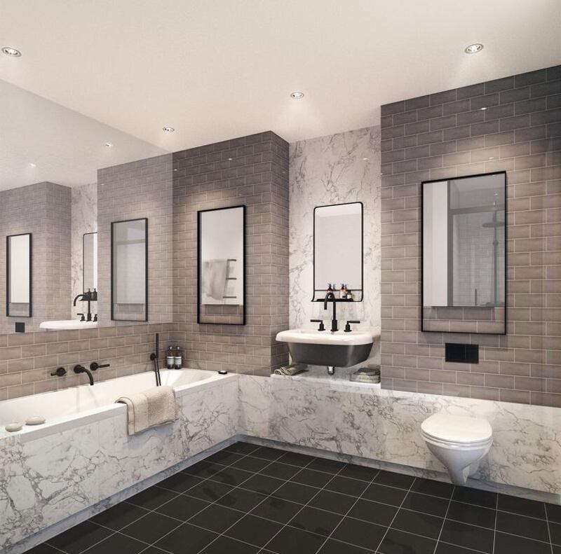 A rendering of the bathroom in one of the properties. Courtesy Sager Group