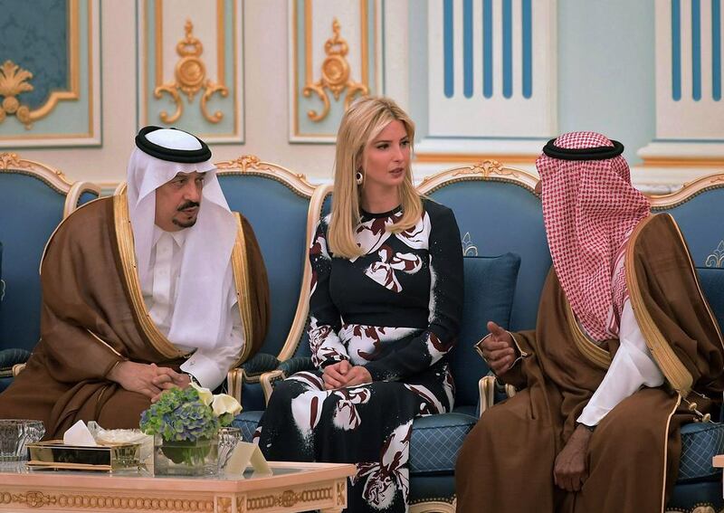 Ivanka with Saudi officials in Riyadh. AFP

