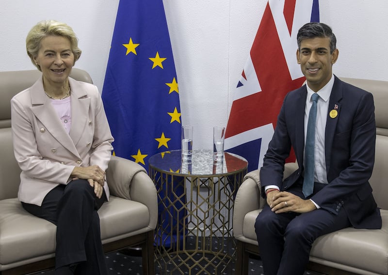 Mr Sunak meets European Commission President Ursula von der Leyen during the Cop27 summit. PA