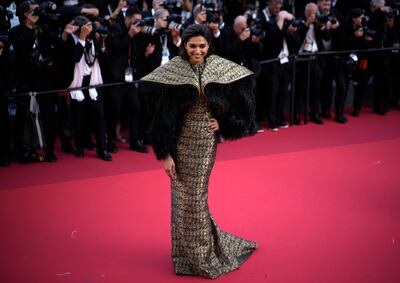 Deepika Padukone at the premiere of 'Elvis' in a Louis Vuitton cruise 2023 creation. AFP