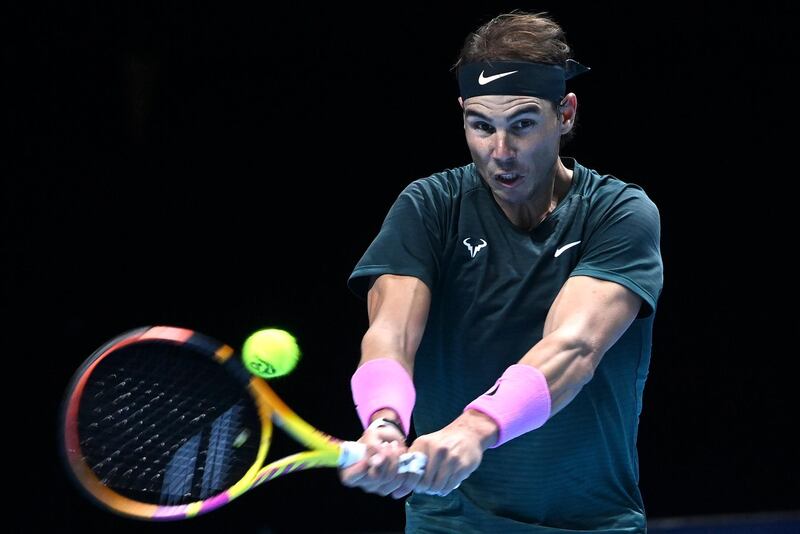 Rafael Nadal of Spain returns to Andrey Rublev of Russia. EPA