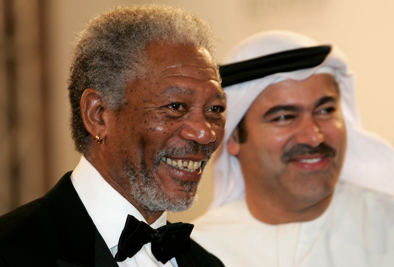 Morgan Freeman arrives for the opening gala screening of 'Paradise Now' on the first day of the 2nd Dubai International Film Festival in 2005. Getty Images