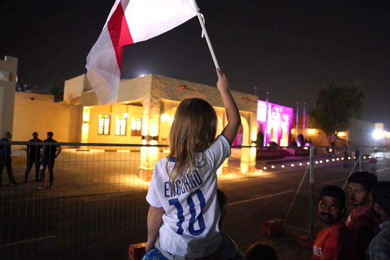 Fans outside the England team hotel in Doha. PA